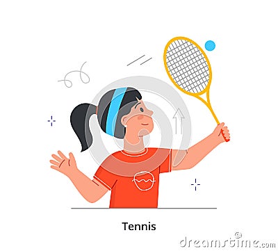 Girl engaged in tennis concept Vector Illustration