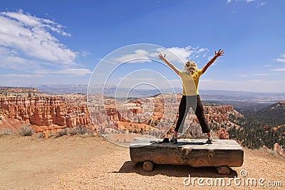 Girl enjoy landscape in Bryce Canyon national park Stock Photo