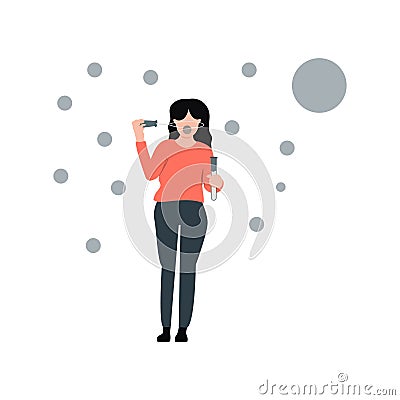 Girl is enjoying water bubbles Stock Photo