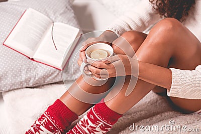 Girl enjoying a winter time Stock Photo