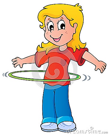 Girl exercise with hula hoop Vector Illustration