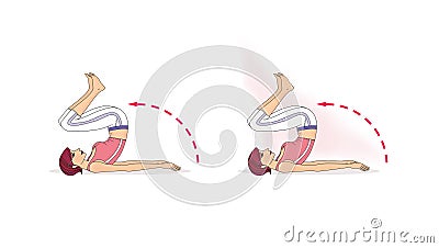 Girl is exercising. Exercises for the back and buttocks. Illustration isolated on white background Stock Photo