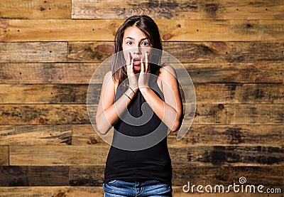 Girl expressing amazement and shock Stock Photo