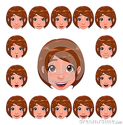 Girl expressions with lip sync Vector Illustration