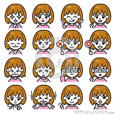 Girl expressions 02 Vector Illustration