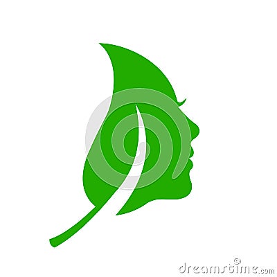 Girl face leaf concept icon - vector Stock Photo