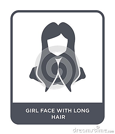 girl face with long hair icon in trendy design style. girl face with long hair icon isolated on white background. girl face with Vector Illustration