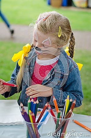 Girl with face painting painting image Stock Photo