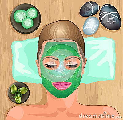 Girl with facial hydrating mask Stock Photo