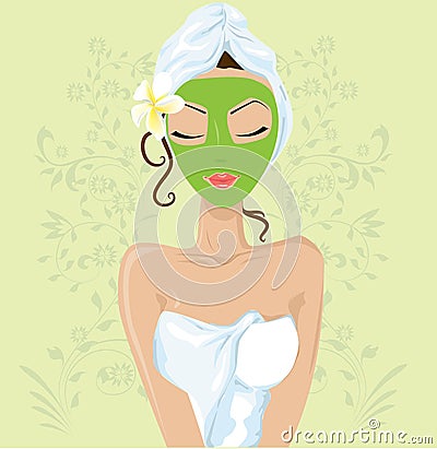 Girl with facial mask Vector Illustration