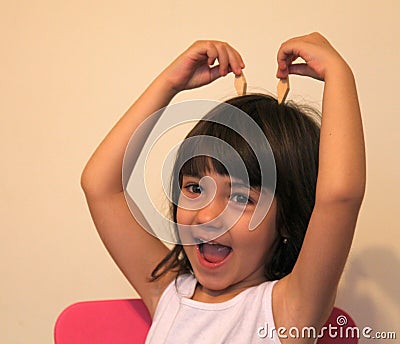 Girl with fake ears Stock Photo