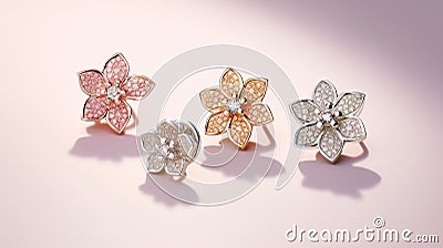 girl fancy studs inspired by nature against a white backdrop Stock Photo