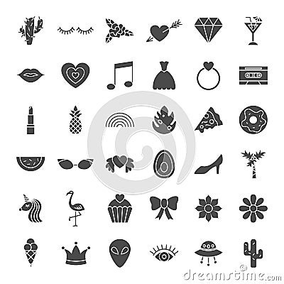 Girl Fashion Solid Web Icons Vector Illustration