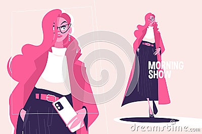 Girl fashionably dressed Vector Illustration