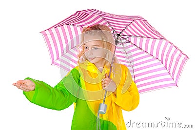 Girl feel if it is raining Stock Photo