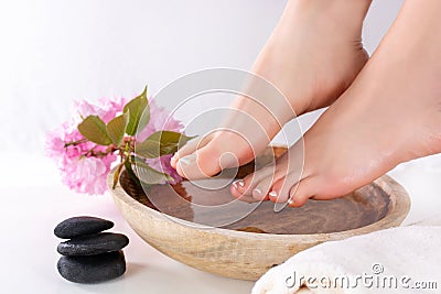 Ultimate Foot Care: French Pedicure for Beautiful and Healthy Feet Stock Photo