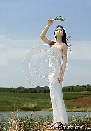 A girl in field Stock Photo