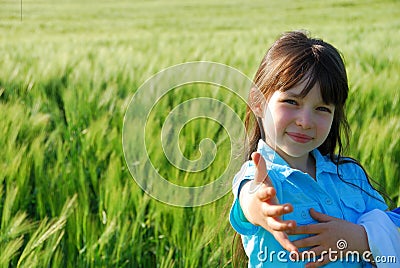 Girl in a field of grain Stock Photo