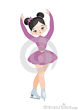 The girl the figure skater dances Vector Illustration