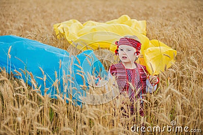 Girl with a flag of Ukraine Stock Photo