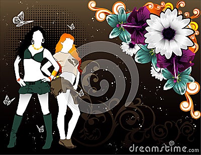 Girl floral vector Vector Illustration