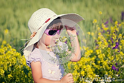 Girl in Flowers Stock Photo