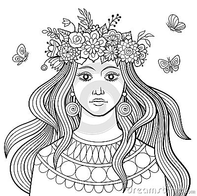 Girl with flowers Vector Illustration