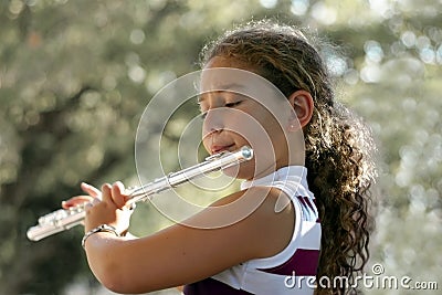 Girl with a flute Stock Photo