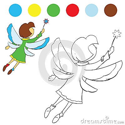 Girl flutters its wings to paint children Stock Photo