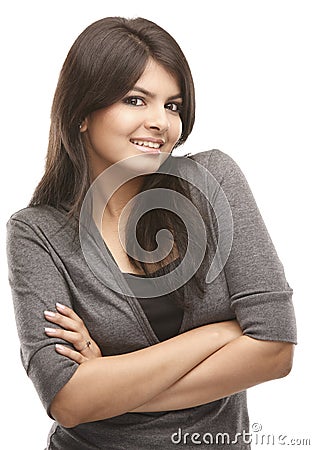 Girl with folded hands Stock Photo