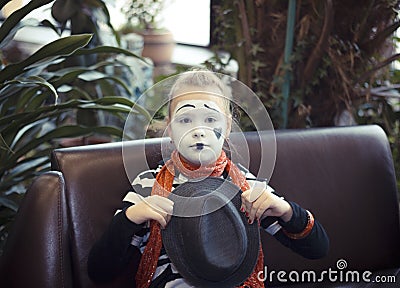 Girl in the form of mime actor Stock Photo