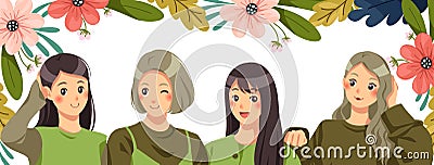 The girl four style wallpaper cover2 Vector Illustration