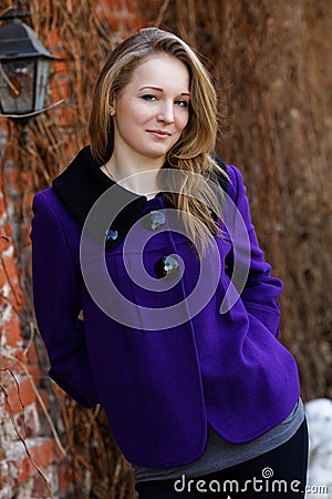 The girl with freckles looks Stock Photo