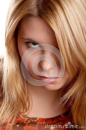 Girl with frown look Stock Photo