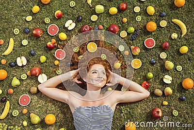 Girl with fruit Stock Photo