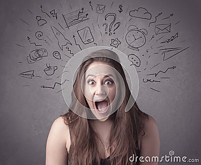 Girl with funny facial expression Stock Photo