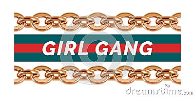 Girl Gang phrase with decorative elements Vector Illustration