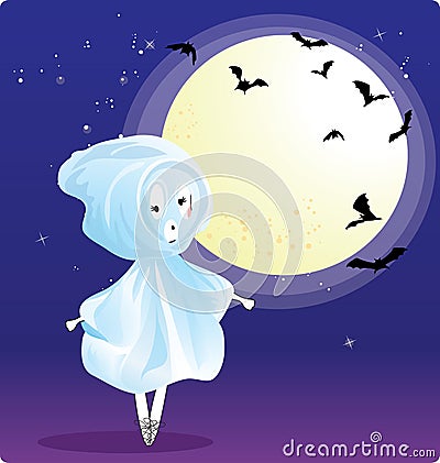 Girl in ghost costume Vector Illustration