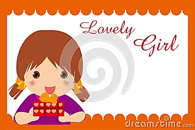 Girl gift frame Vector Illustration