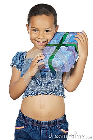 Girl giving a gift Stock Photo