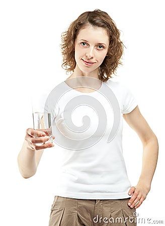 Girl with a glass of drinking water Stock Photo