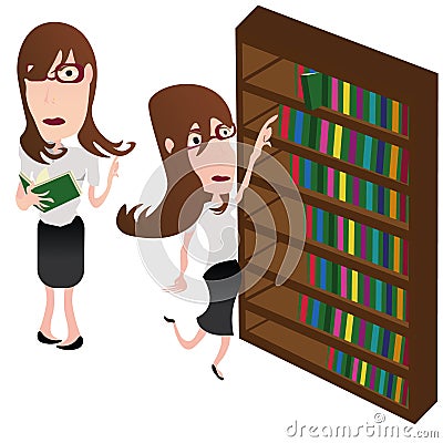 Girl with glasses reads a book Vector Illustration
