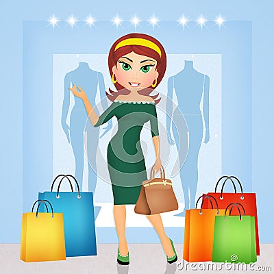 Girl goes shopping Stock Photo