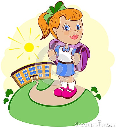 The girl goes to school Vector Illustration