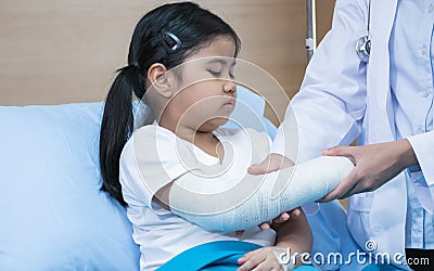 A girl got accident and stay at hospital Stock Photo