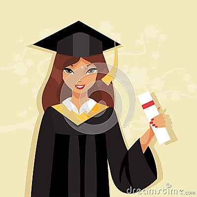 Girl graduate. Vector illustration Vector Illustration