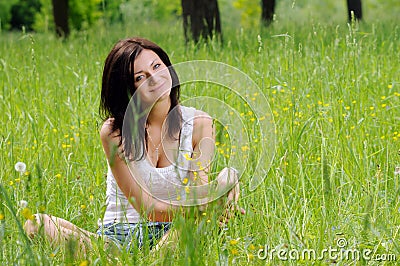 Girl on grass Stock Photo