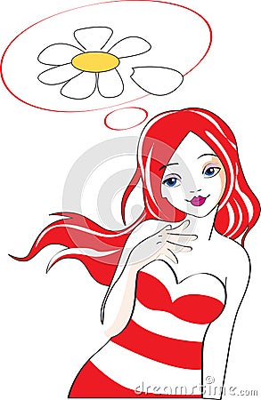 girl guessing on a daisy Vector Illustration