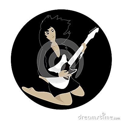 Girl guitarist Vector Illustration