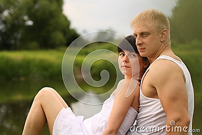 Girl with a guy on a date Stock Photo